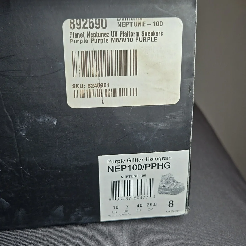 Demonia Plant Neptunez 100 UV Unisex Platform Purple Glitter Hologram Sneakers - Picture 15 of 16